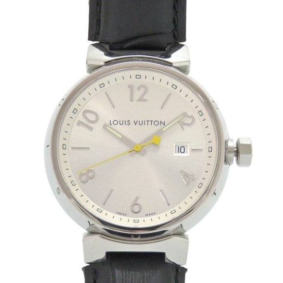 Louis Vuitton Tambour Q111E Stainless Steel Leather Silver Quartz Watch 1507 ...